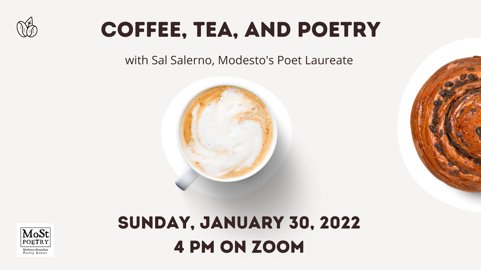 Coffee, Tea, and Poetry January 30 2022 at 4 pm on Zoom