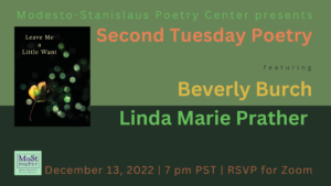 December 13, 2022: Second Tuesday Poetry with Beverly Burch and Linda Marie Prather