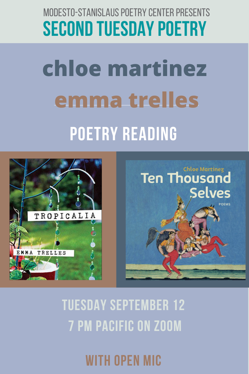 Second Tuesday Sept 12, 2023 at 7 pm on Zoom, featuring Emma Trelles and Chloe Martinez
