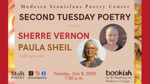 Second Tuesday Poetry July 8 featuring Sherre Vernon & Paula Sheil